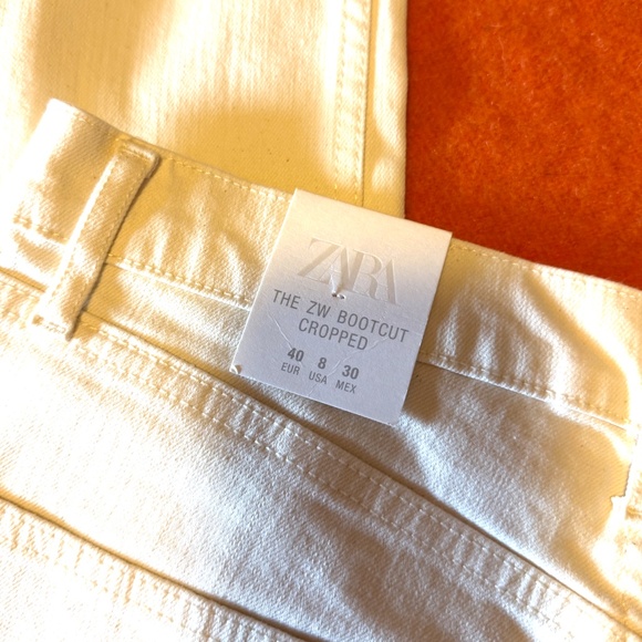 Zara oyster white high rise bootcut cropped jeans NWT - Picture 12 of 12